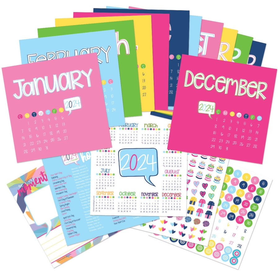 2024 Mini Monthly Desktop Calendars | Stickers Included Calendar