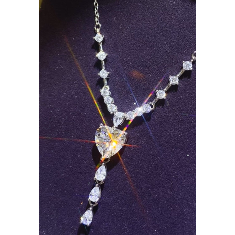 3 Carat Moissanite 925 Sterling Silver Drop Necklace Silver / One Size Apparel and Accessories