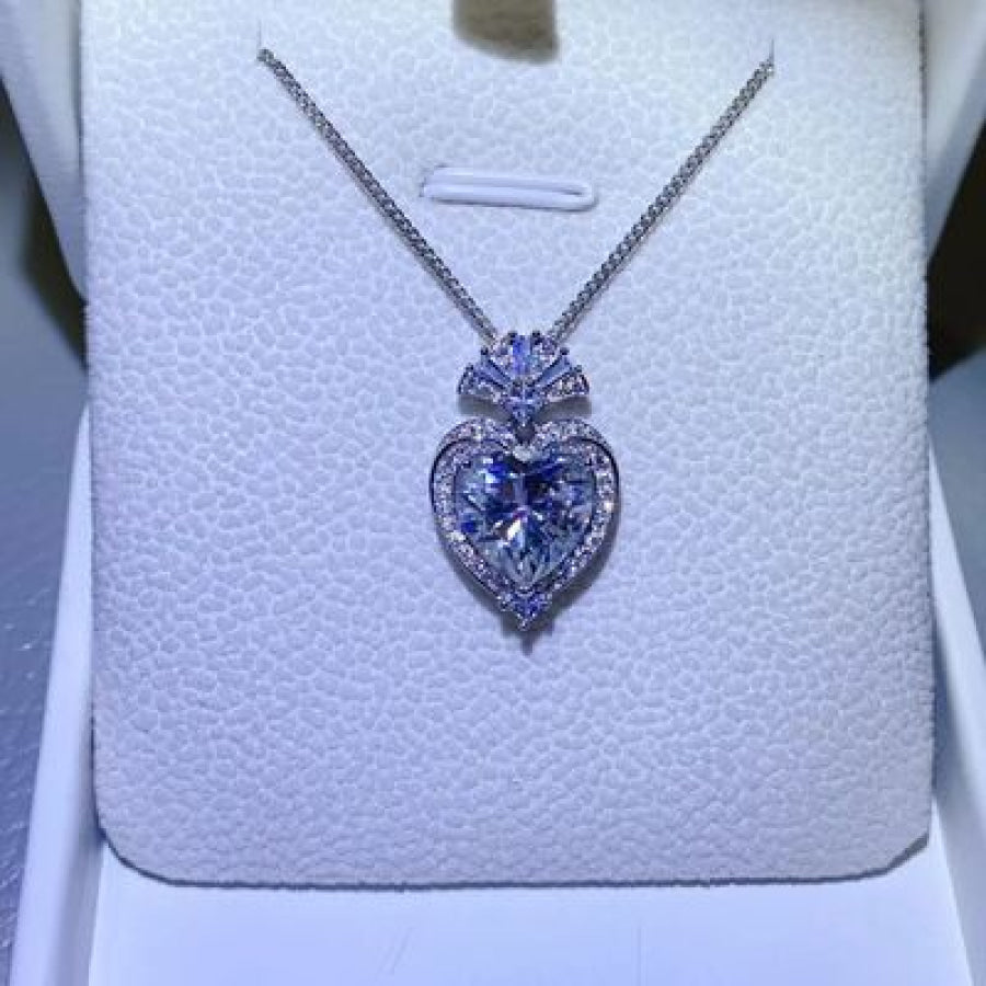 3 Carat Moissanite 925 Sterling Silver Heart Pendant Necklace / One Size Apparel and Accessories