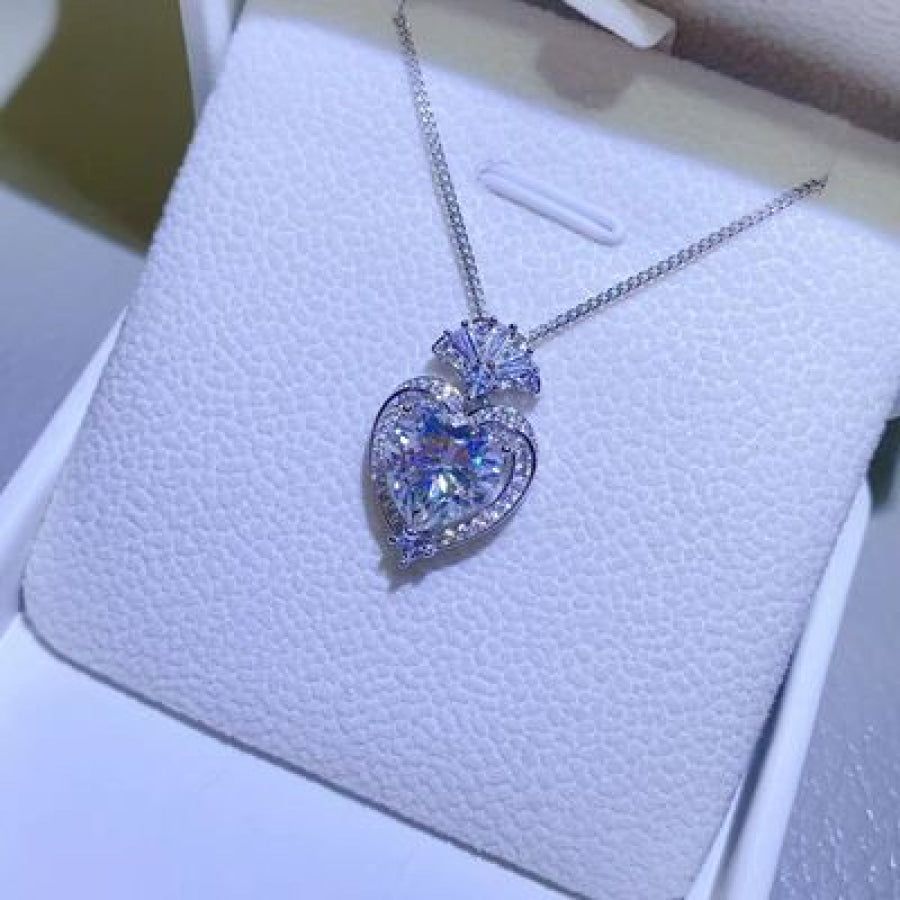 3 Carat Moissanite 925 Sterling Silver Heart Pendant Necklace / One Size Apparel and Accessories