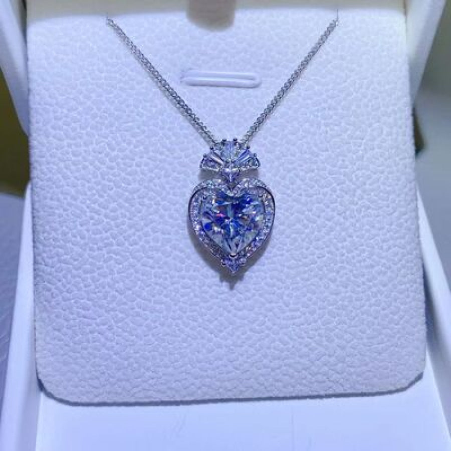 3 Carat Moissanite 925 Sterling Silver Heart Pendant Necklace / One Size Apparel and Accessories