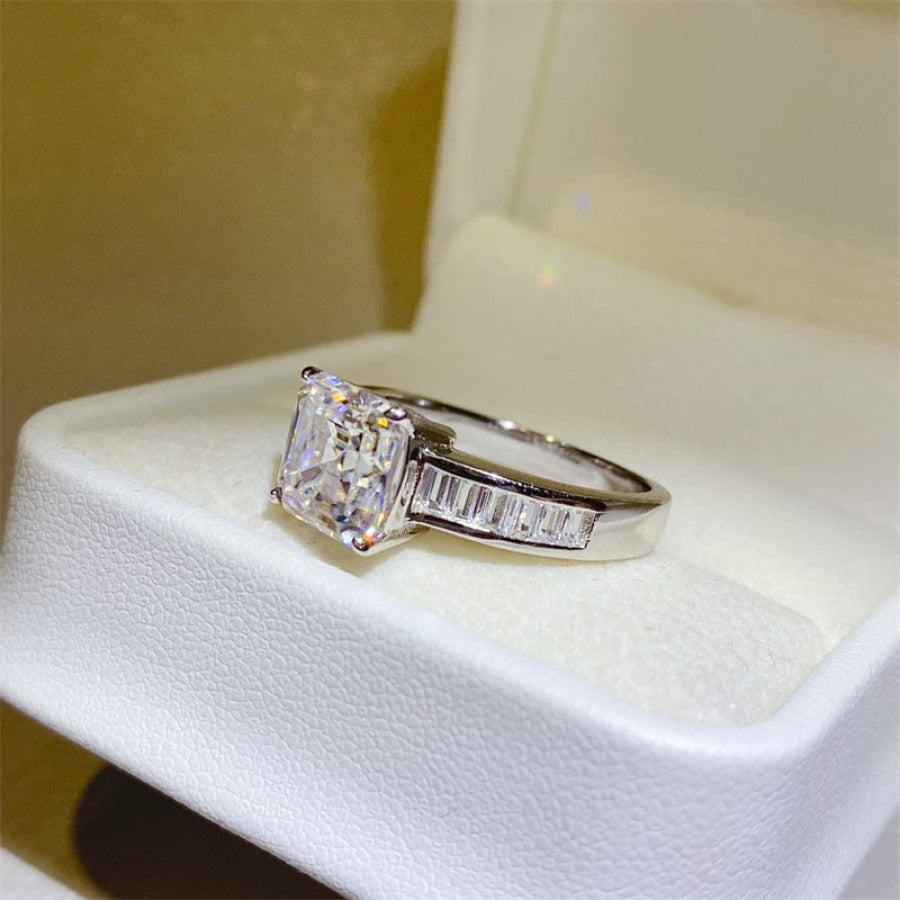 3 Carat Moissanite 925 Sterling Silver Square Shape Ring Apparel and Accessories