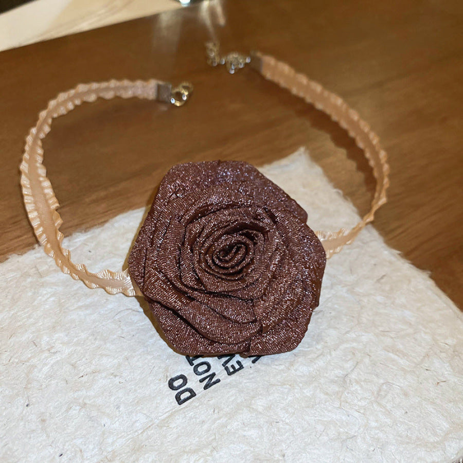 3D Rose Alloy Buckle Necklace Apparel and Accessories