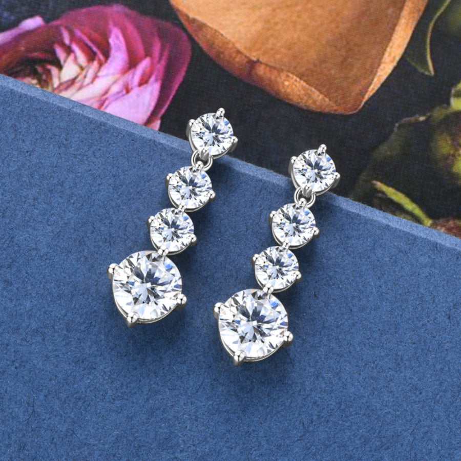 4 Carat Moissanite 925 Sterling Silver Earrings / One Size Apparel and Accessories
