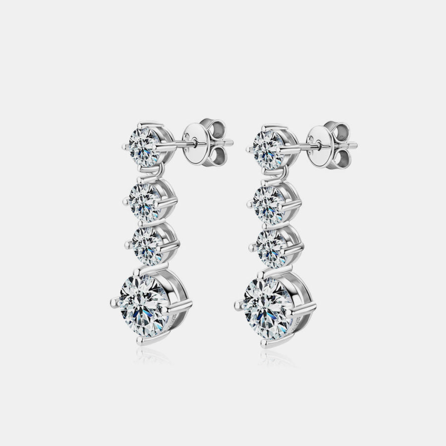 4 Carat Moissanite 925 Sterling Silver Earrings / One Size Apparel and Accessories