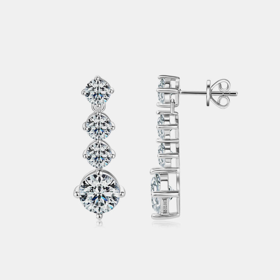 4 Carat Moissanite 925 Sterling Silver Earrings / One Size Apparel and Accessories