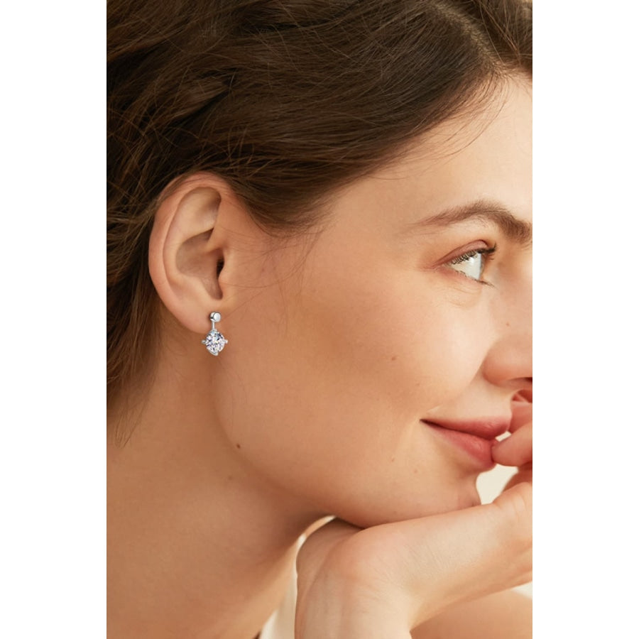 4 Carat Moissanite Drop Earrings Silver / One Size