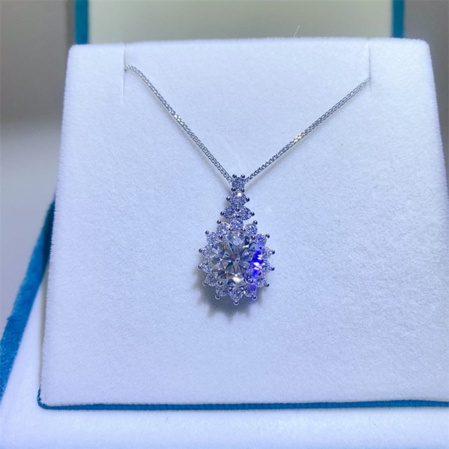 5 Carat Moissanite 925 Sterling Silver Pendant Necklace / One Size Apparel and Accessories