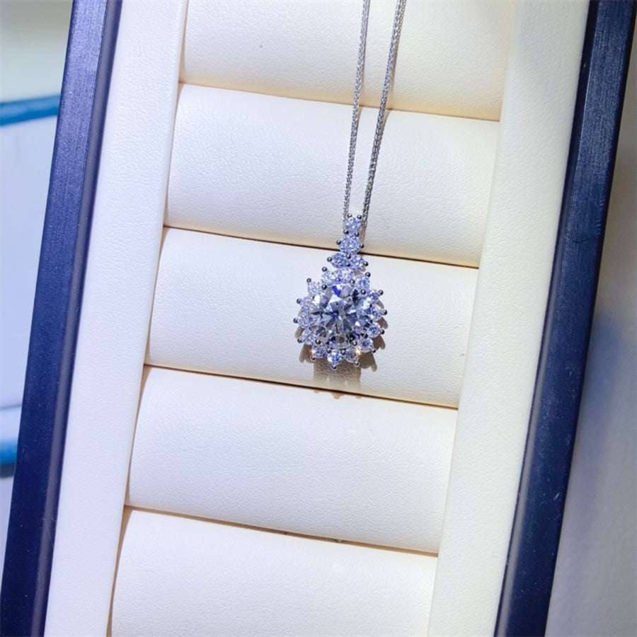 5 Carat Moissanite 925 Sterling Silver Pendant Necklace / One Size Apparel and Accessories