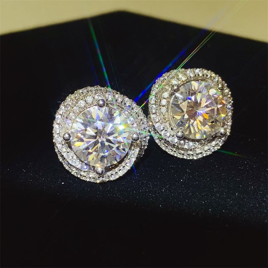 6 Carat Moissanite 925 Sterling Silver Earrings Silver / One Size Apparel and Accessories