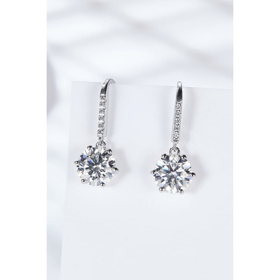 6-Prong Moissanite Drop Earrings Silver / One Size