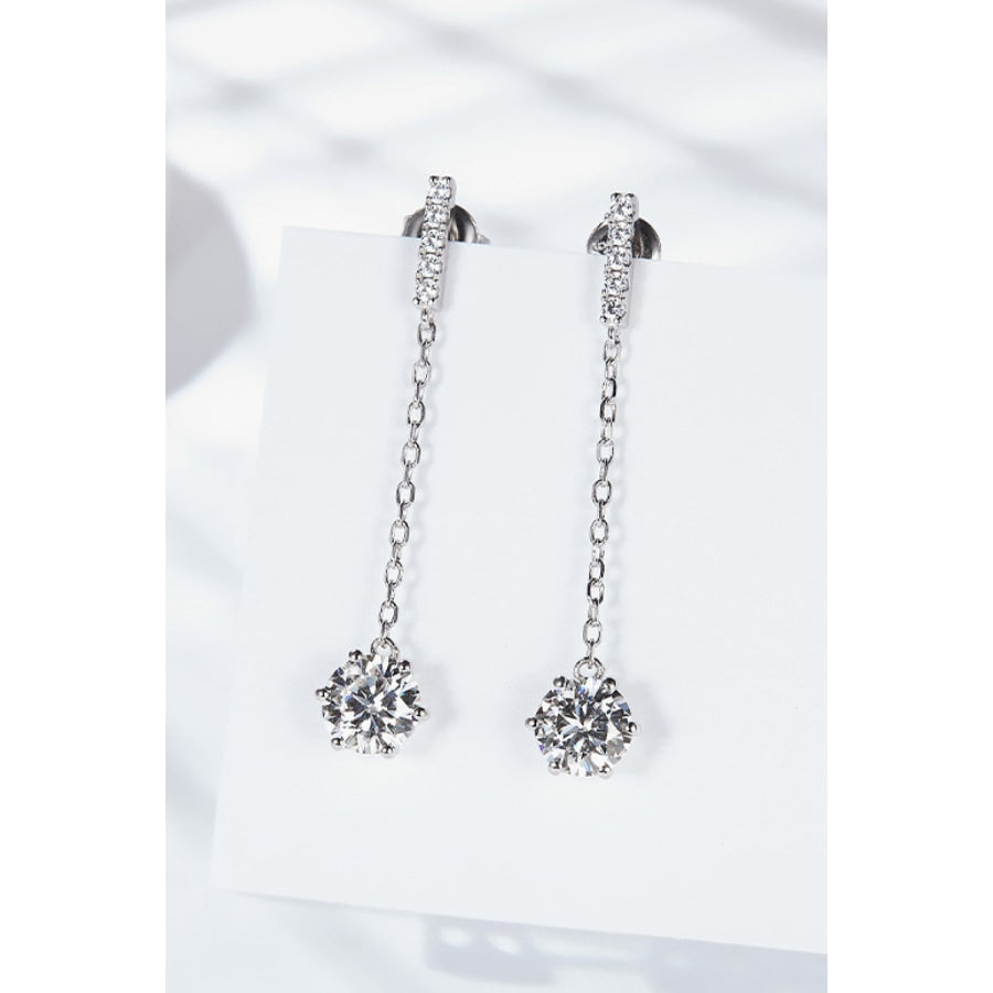 6-Prong Round Moissanite Drop Earrings Silver / One Size