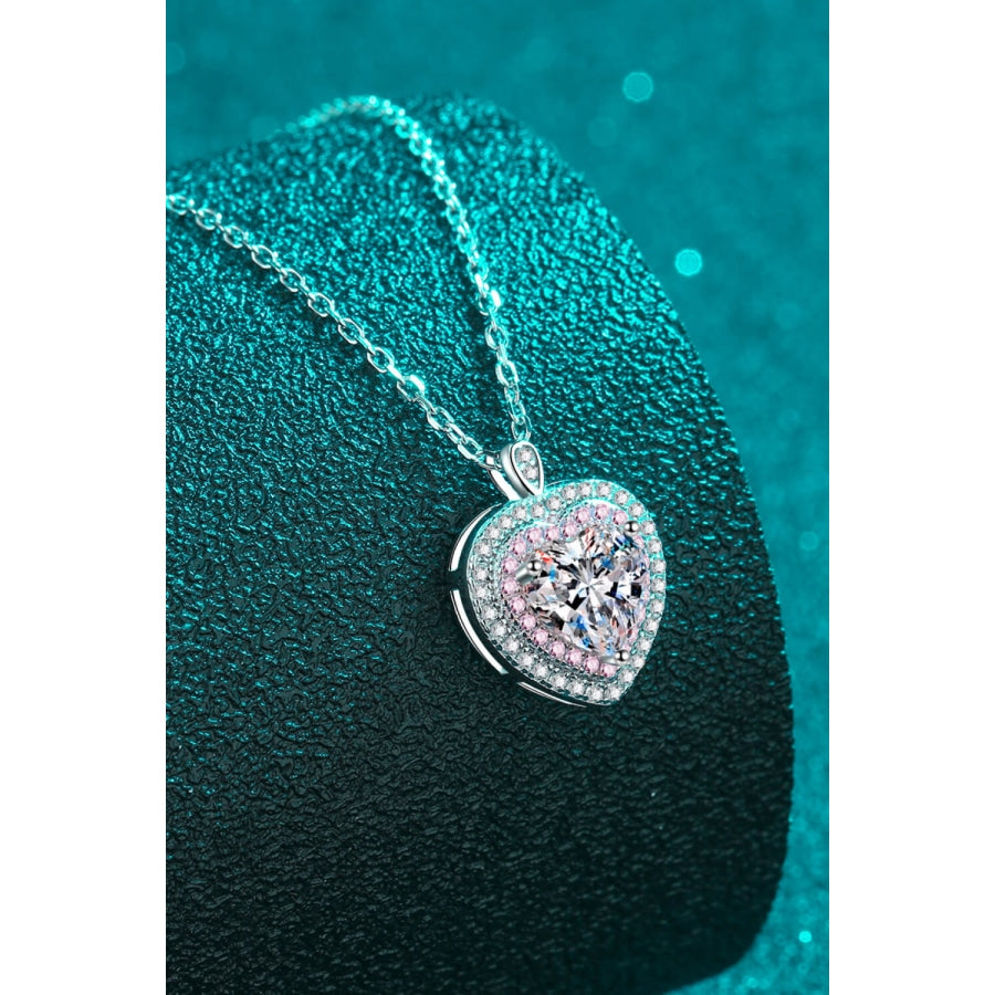 925 Sterling Silver 1 Carat Moissanite Heart Pendant Necklace Silver / One Size