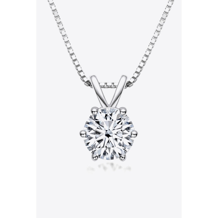 925 Sterling Silver 1 Carat Moissanite Pendant Necklace Silver / One Size