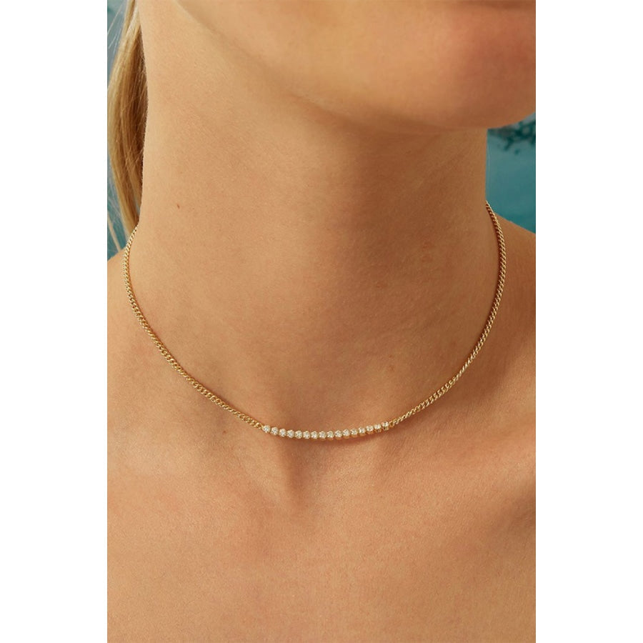 925 Sterling Silver Choker Necklace Gold / One Size