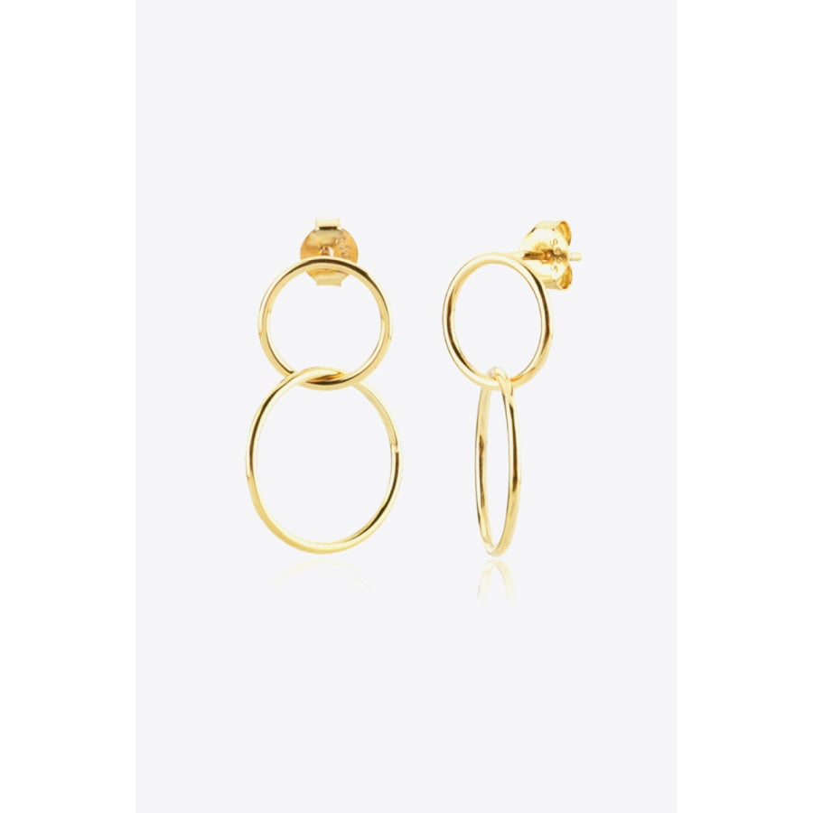 925 Sterling Silver Double Hoop Drop Earrings Gold / One Size