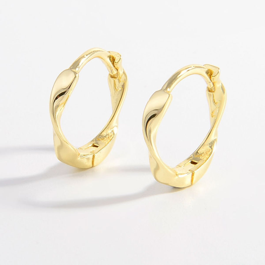 925 Sterling Silver Hoop Earrings Gold / One Size Apparel and Accessories