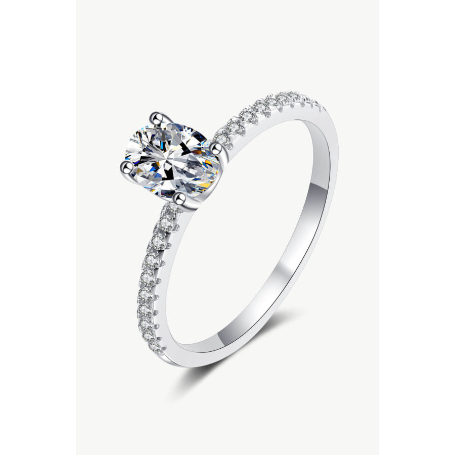 925 Sterling Silver Inlaid 1 Carat Moissanite Ring Silver / 4