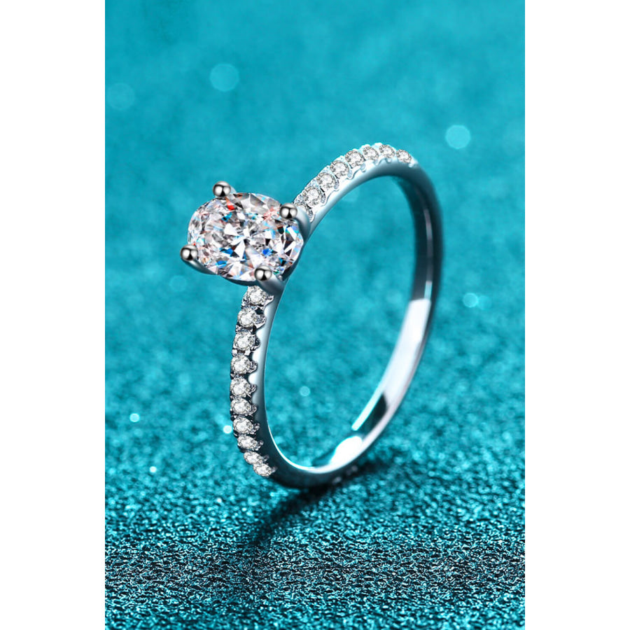 925 Sterling Silver Inlaid 1 Carat Moissanite Ring