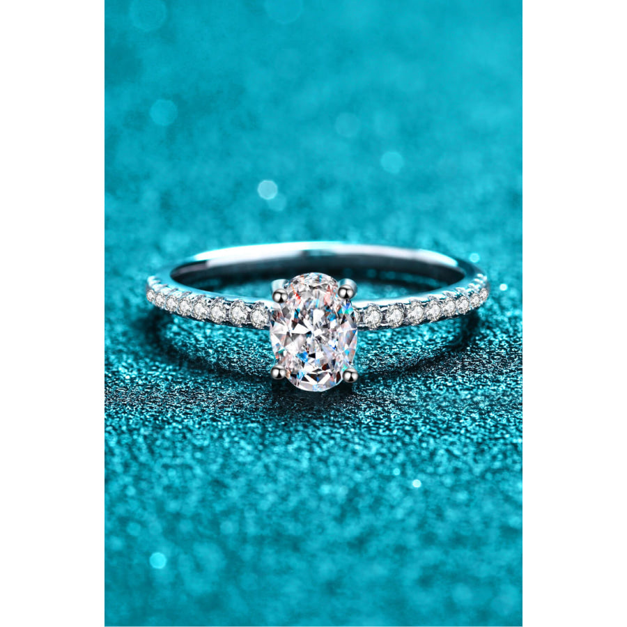 925 Sterling Silver Inlaid 1 Carat Moissanite Ring