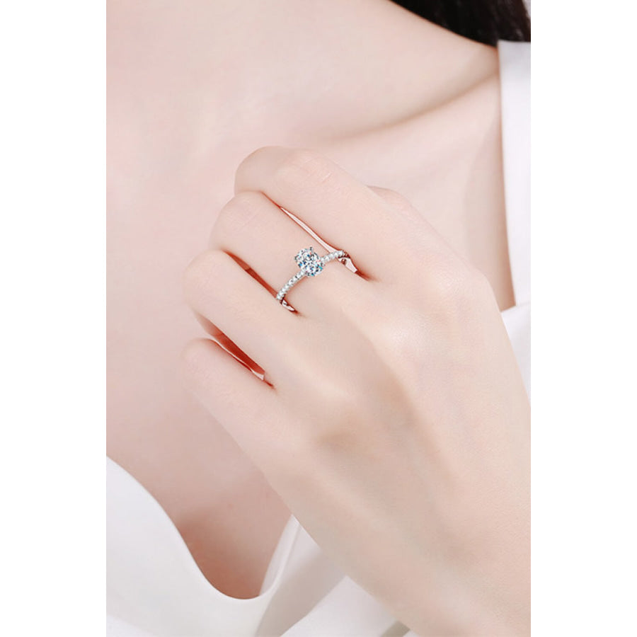 925 Sterling Silver Inlaid 1 Carat Moissanite Ring