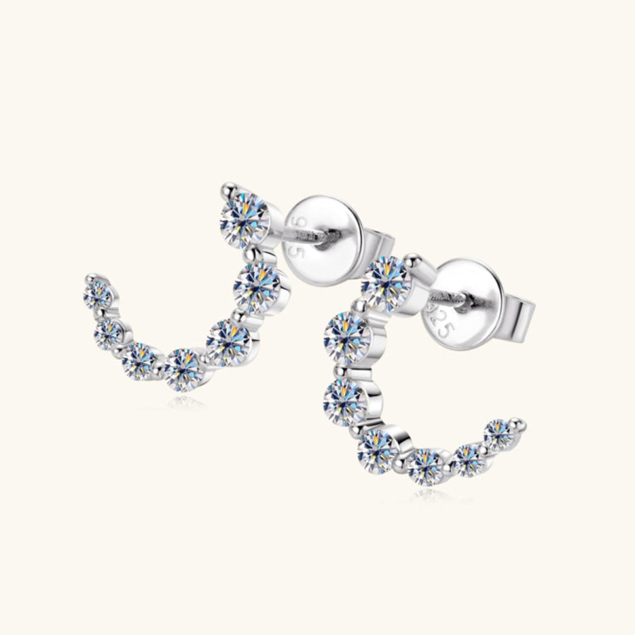 925 Sterling Silver Inlaid Moissanite Stud Earrings Apparel and Accessories