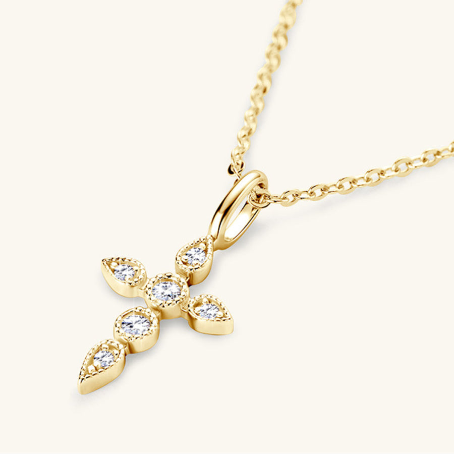 925 Sterling Silver Moissanite Cross Pendant Necklace Apparel and Accessories