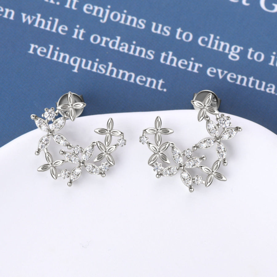 925 Sterling Silver Moissanite Lucky Clover Earrings Silver / One Size Apparel and Accessories