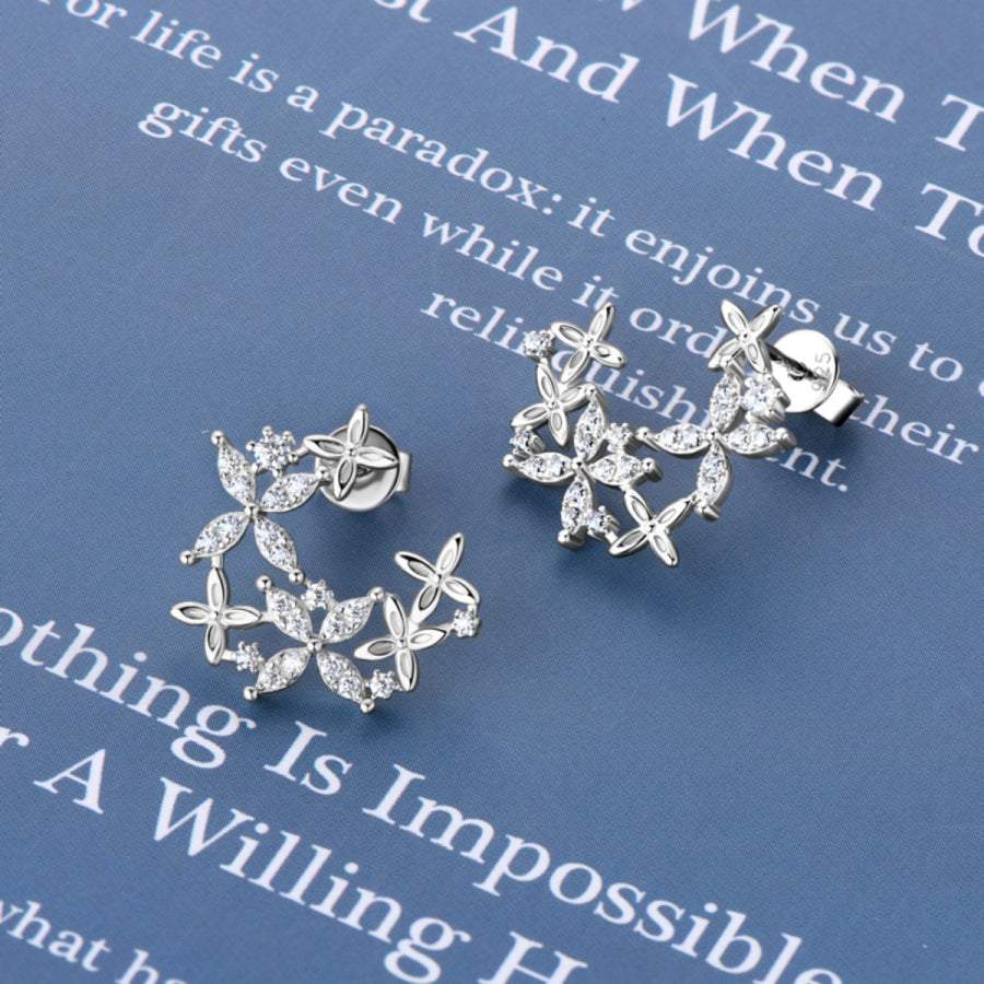 925 Sterling Silver Moissanite Lucky Clover Earrings Silver / One Size Apparel and Accessories