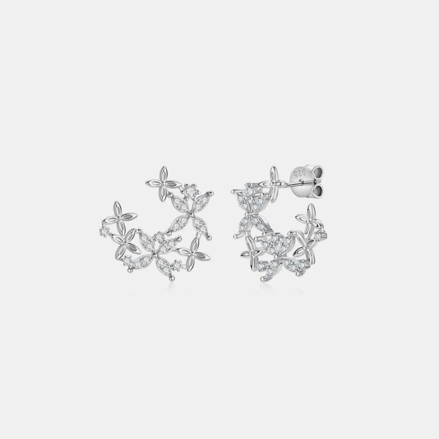 925 Sterling Silver Moissanite Lucky Clover Earrings Silver / One Size Apparel and Accessories