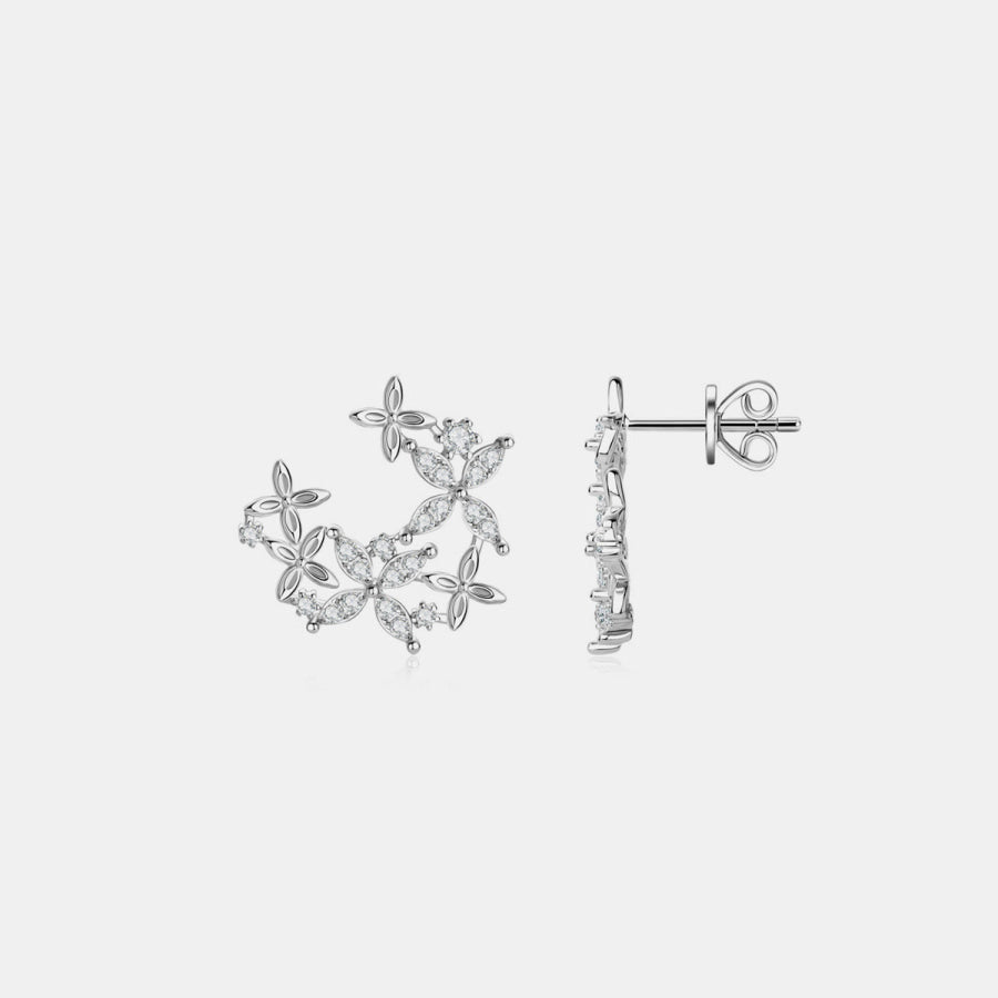 925 Sterling Silver Moissanite Lucky Clover Earrings Silver / One Size Apparel and Accessories