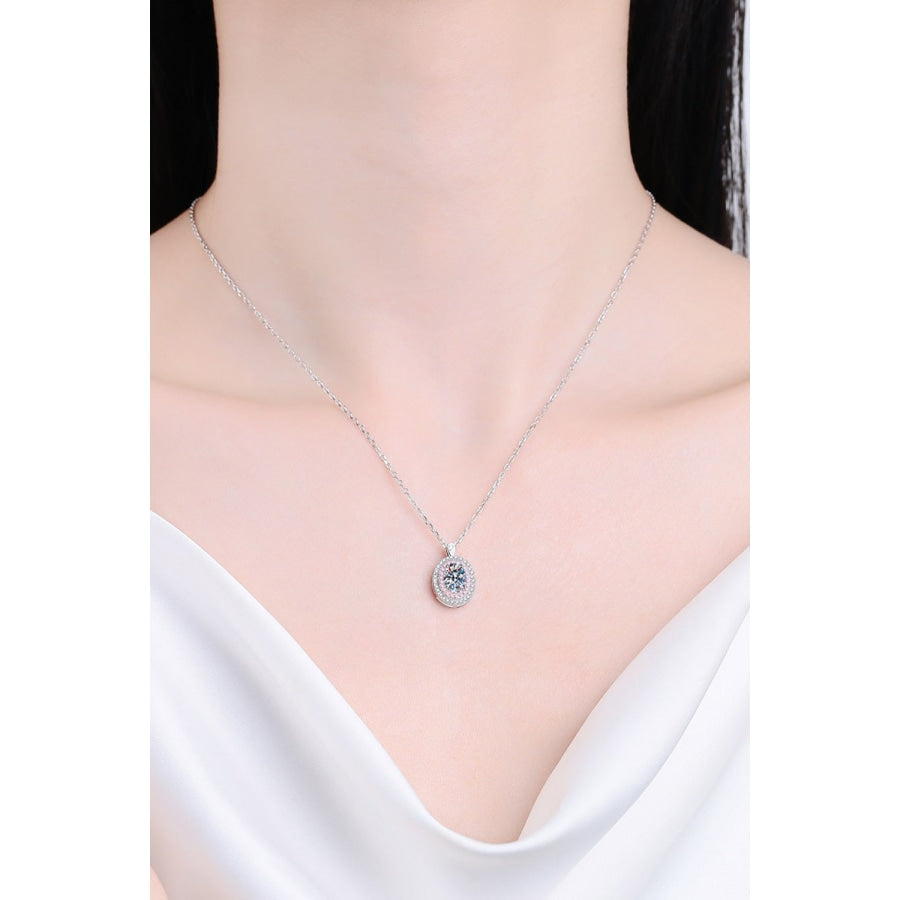 925 Sterling Silver Rhodium-Plated 1 Carat Moissanite Pendant Necklace Silver / One Size