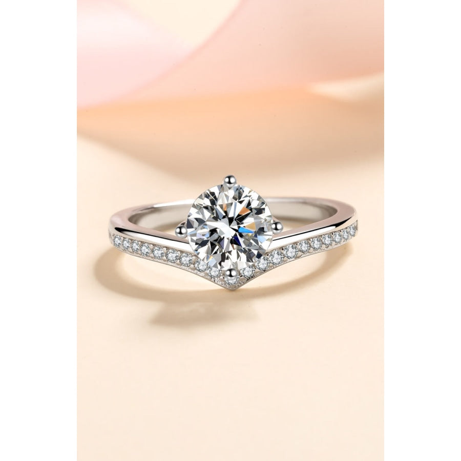 925 Sterling Silver Ring with 1 Carat Moissanite Silver / 4