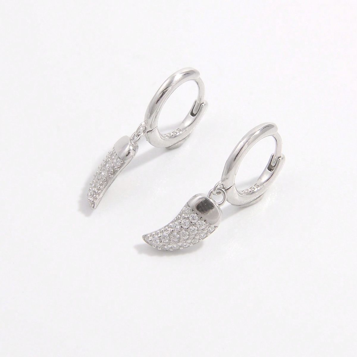 925 Sterling Silver Zircon Chili Shape Earrings Silver / One Size Apparel and Accessories