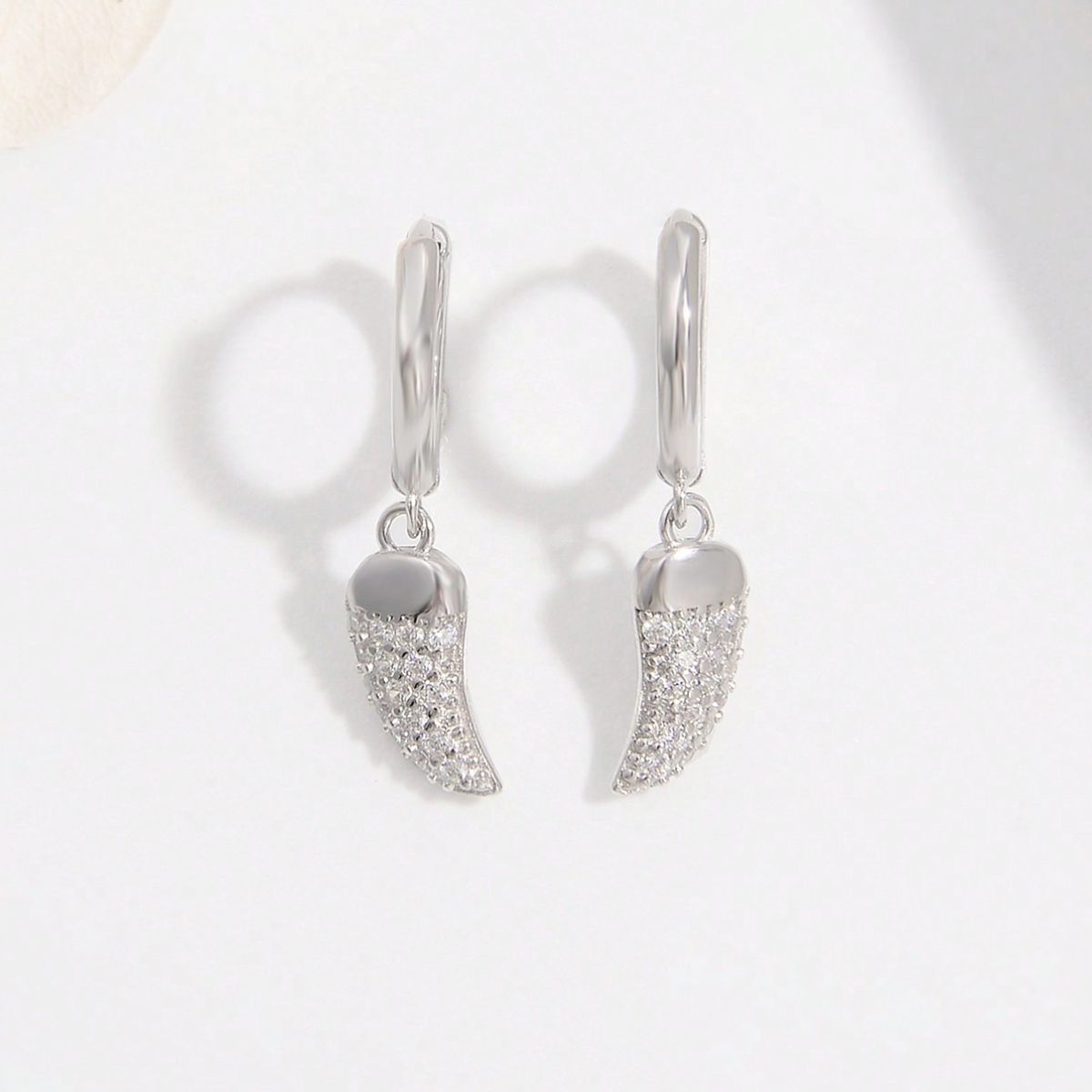 925 Sterling Silver Zircon Chili Shape Earrings Silver / One Size Apparel and Accessories