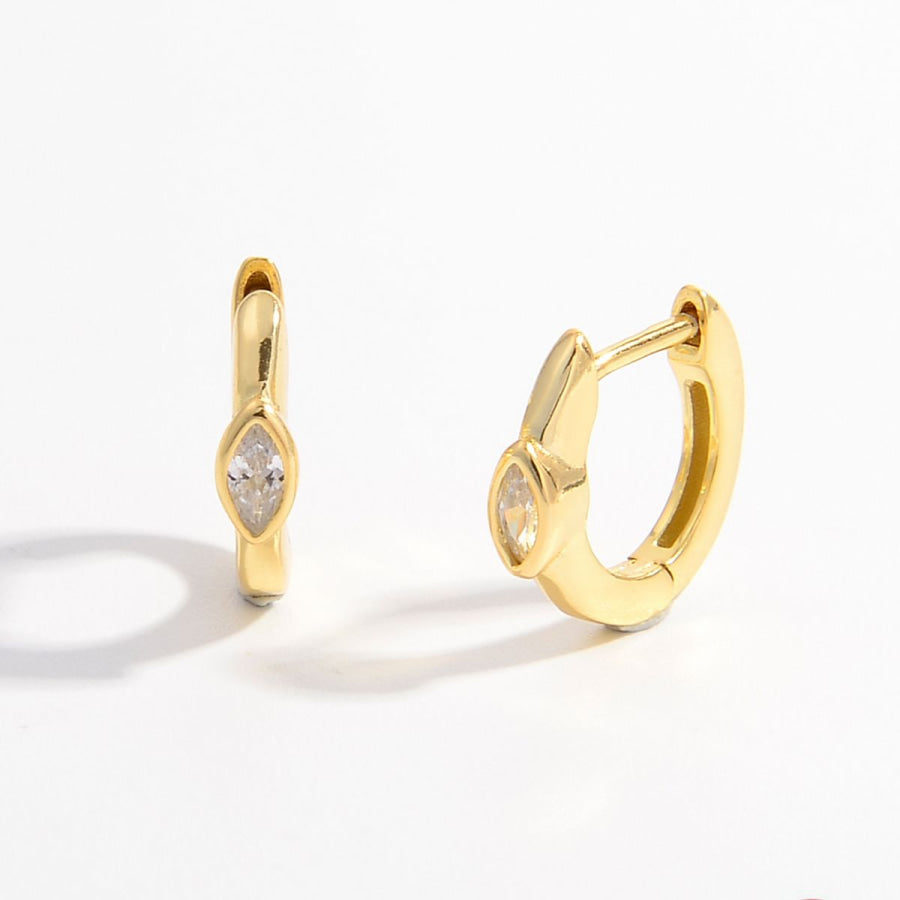 925 Sterling Silver Zircon Earrings Gold / One Size Apparel and Accessories