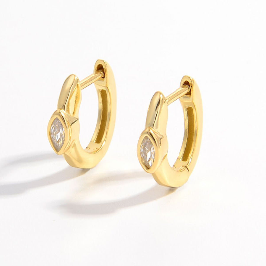 925 Sterling Silver Zircon Earrings Gold / One Size Apparel and Accessories