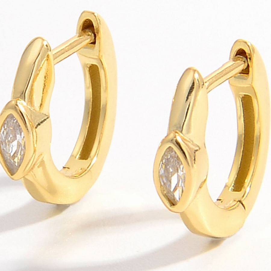 925 Sterling Silver Zircon Earrings Gold / One Size Apparel and Accessories