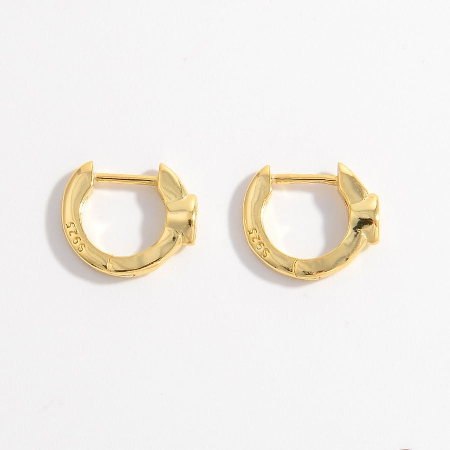 925 Sterling Silver Zircon Earrings Gold / One Size Apparel and Accessories