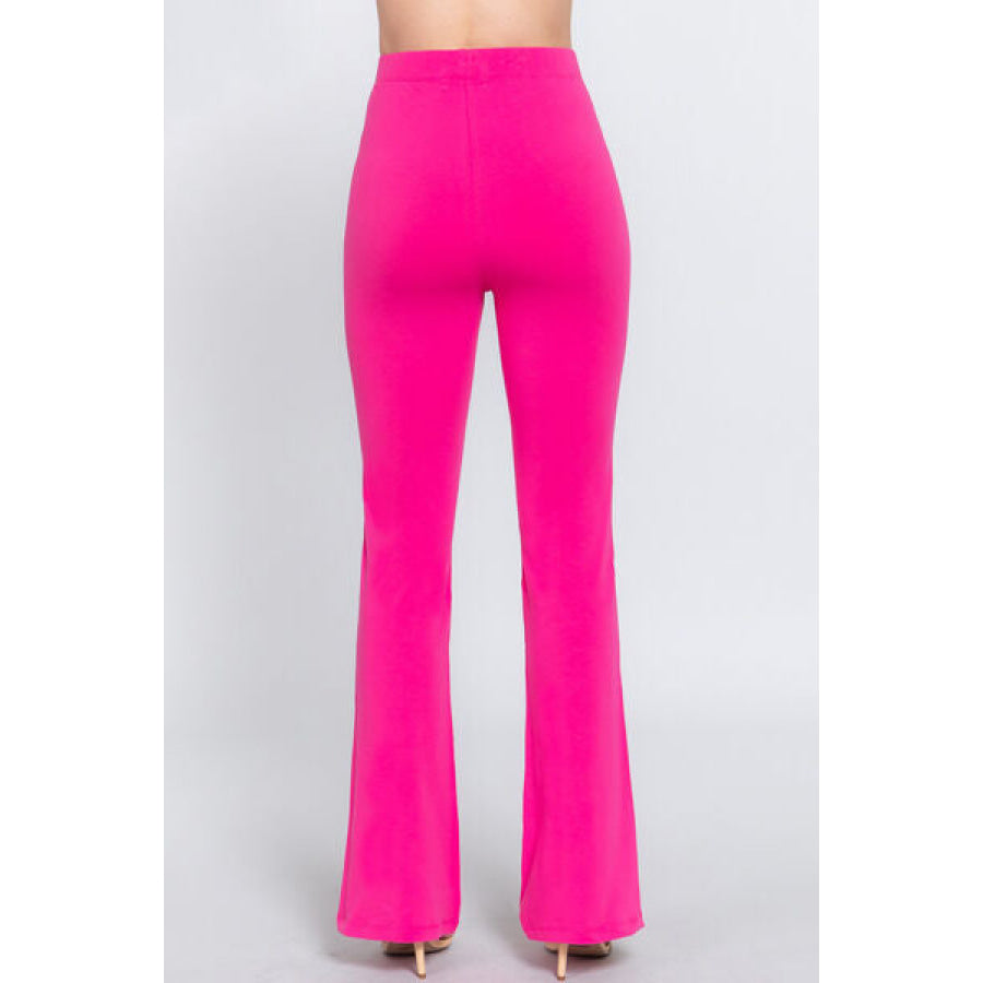 ACTIVE BASIC Waist Elastic Slim Flare Yoga Pants Hot Pink / S Apparel and Accessories