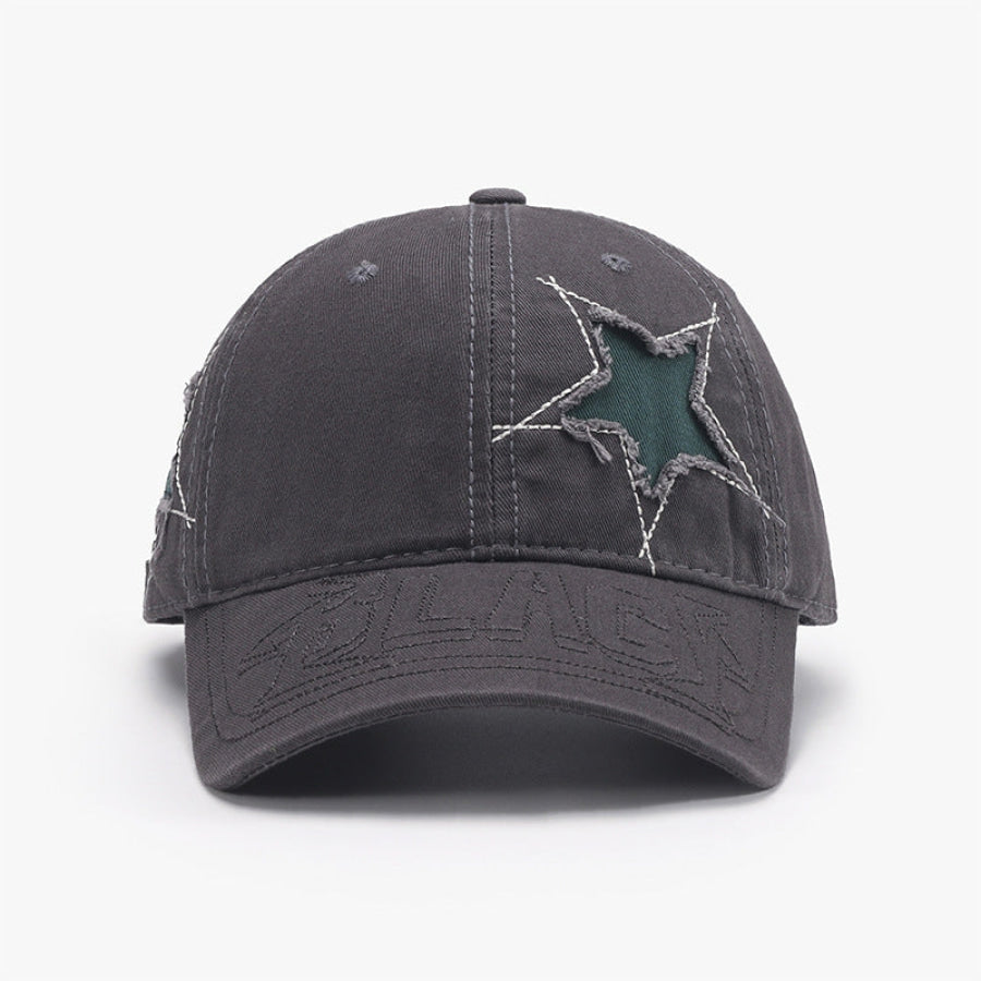 Adjustable Star Raw Hem Cap Charcoal / One Size Apparel and Accessories
