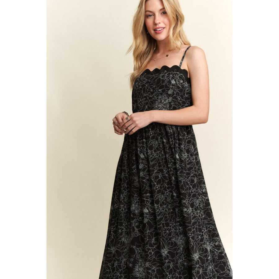 ADORA Floral Adjustable Strap Maxi Cami Dress Apparel and Accessories