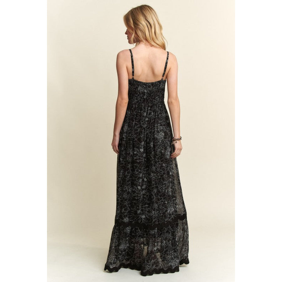 ADORA Floral Adjustable Strap Maxi Cami Dress Apparel and Accessories