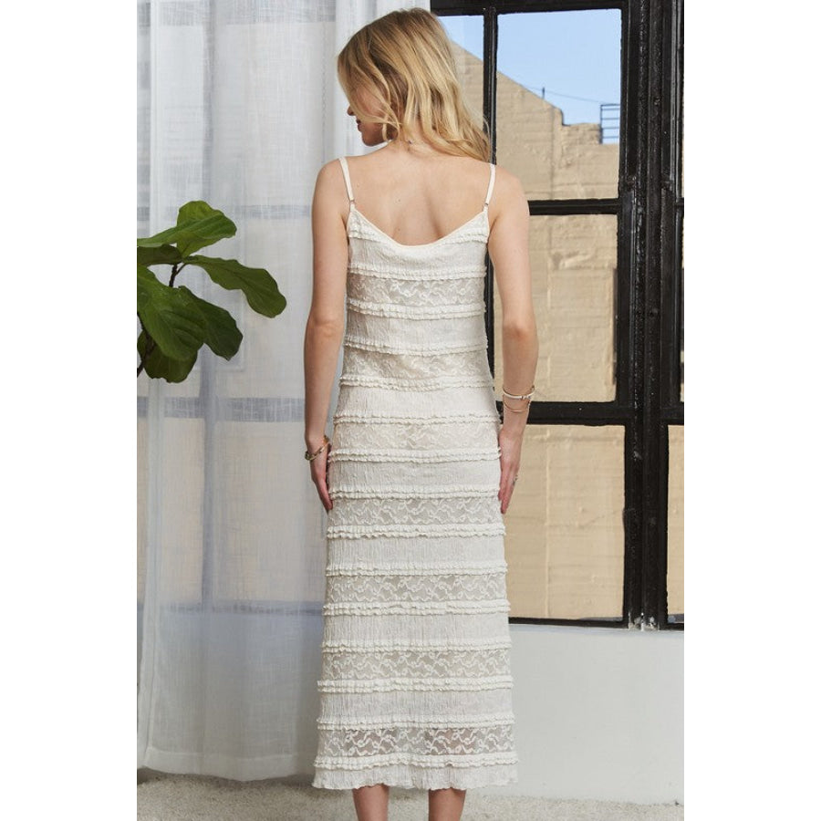 ADORA Lace Scoop Neck Midi Cami Dress Apparel and Accessories