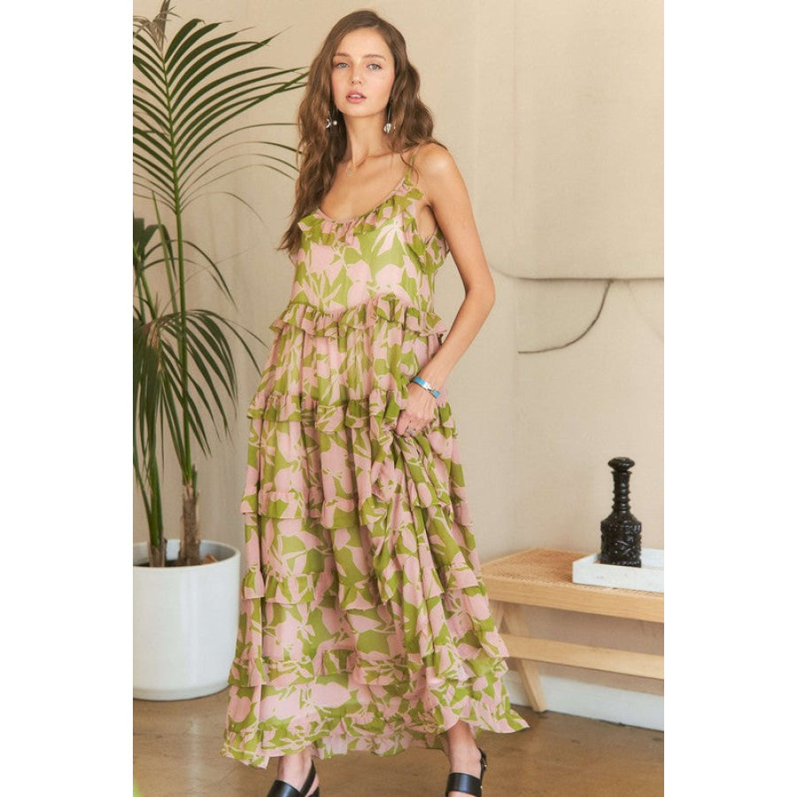 ADORA Ruffled Tiered Scoop Neck Cami Dress Apparel and Accessories