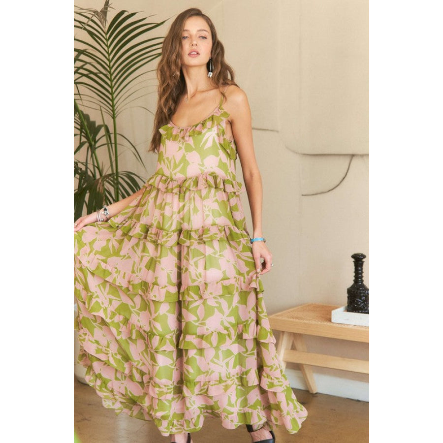 ADORA Ruffled Tiered Scoop Neck Cami Dress Apparel and Accessories