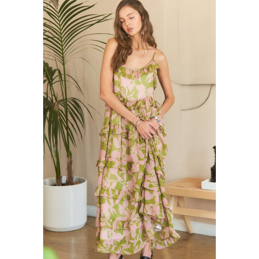 ADORA Ruffled Tiered Scoop Neck Cami Dress Apparel and Accessories