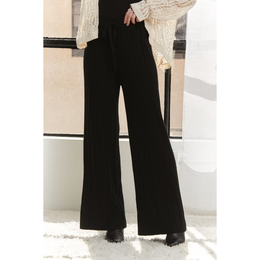 ADORA Tied Wide Leg Knit Pants Apparel and Accessories
