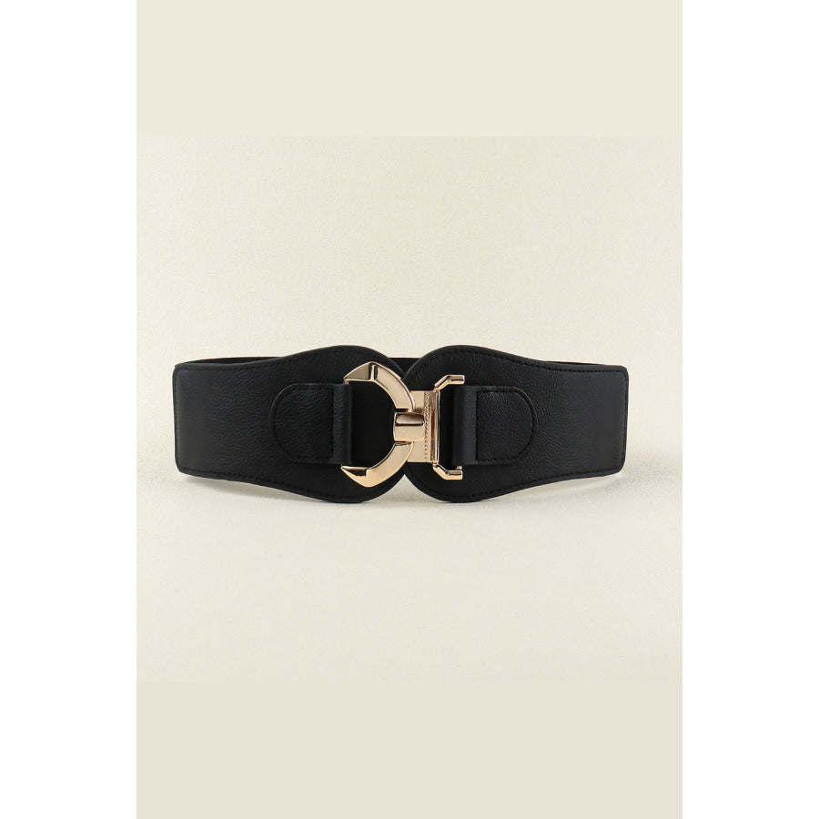 Alloy Buckle Elastic Belt Black / One Size