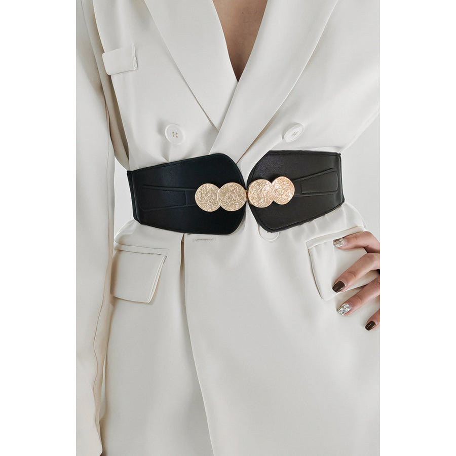 Alloy Buckle Elastic Belt Black / One Size